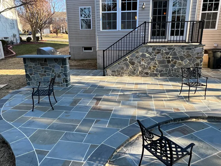 Flagstone patio with chairs