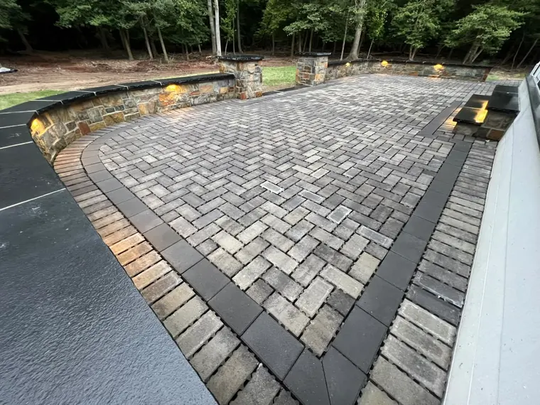 Paver look surface with contrasting border